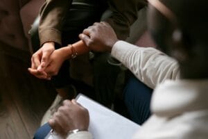 Person sharing feelings and emotions in a therapy session — halfway house in Johannesburg